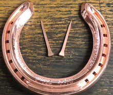 Load image into Gallery viewer, Real Horseshoe Copper + Horse shoe nails to fix to a door | Wedding, Craft, Game, Games - Farriers Equipment