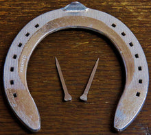 Load image into Gallery viewer, Wedding Horseshoe real Aluminium race shoe with 2 Horse Shoe nails fix to door | Craft, Games, - Farriers Equipment