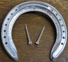 Load image into Gallery viewer, Wedding Horseshoe real Aluminium race shoe with 2 Horse Shoe nails fix to door | Craft, Games, - Farriers Equipment